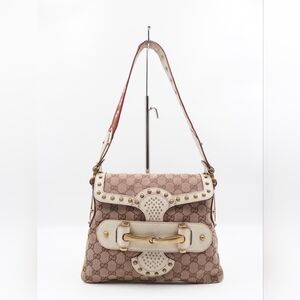 CG21 💟 GUCCI Monogram Studded Pelham Runway Flap Bag